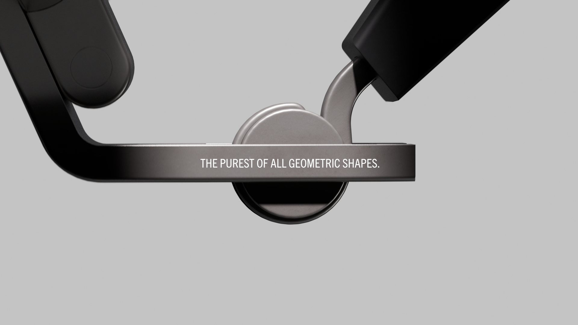 Orbit key visual: circular screwless hinge with the claim “The purest of all geometric shapes.”